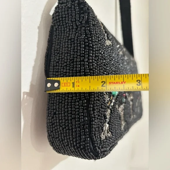 Viral Beaded Black Martini Cocktail Clutch Shoulder Bag - Picture 12 of 13